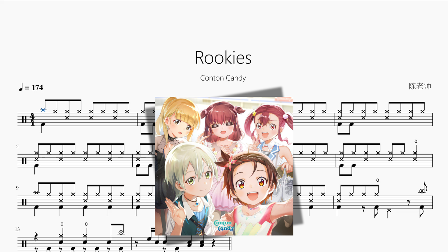 Rookies【Conton Candy】 Drum Sheet Music PDF cover