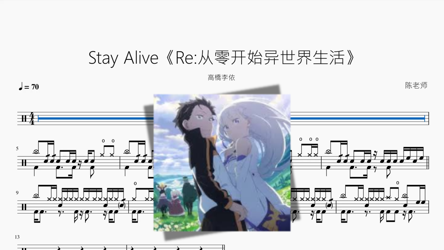 Stay Alive by Rie Takahashi drum sheet music cover