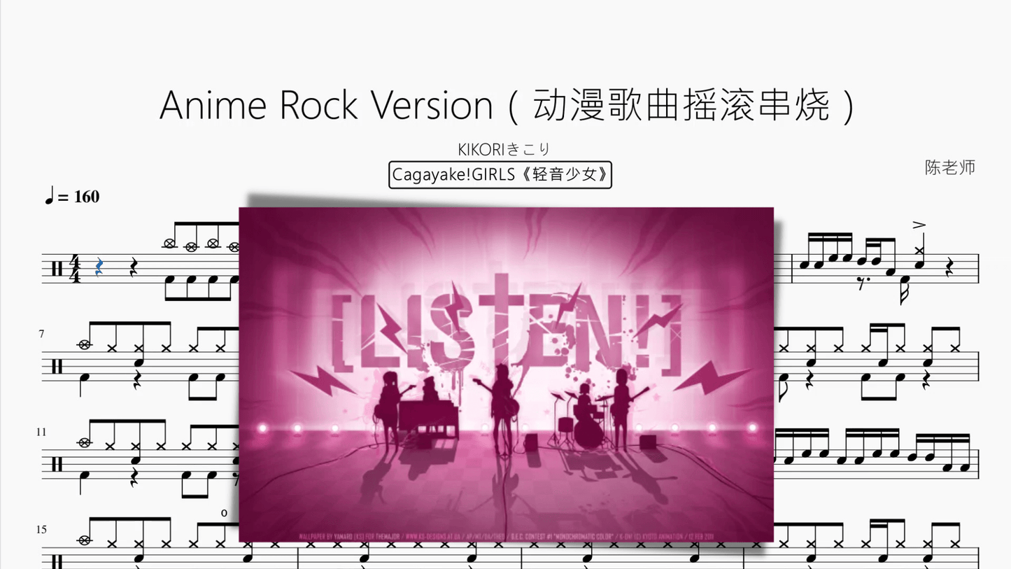 Anime Rock Version（动漫歌曲摇滚串烧）【KIKORIきこり 】 - 鼓譜 Drumtabs ドラム楽譜