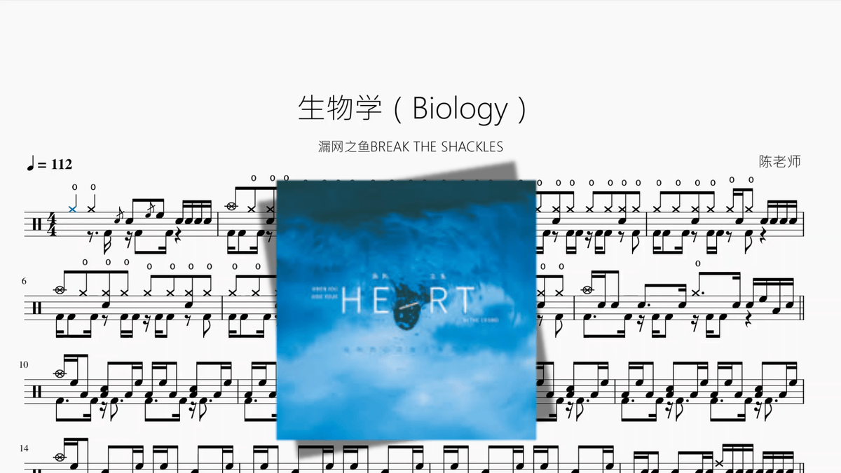 生物学（Biology）【漏网之鱼BREAK THE SHACKLES】 - 鼓譜 Drumtabs ドラム楽譜