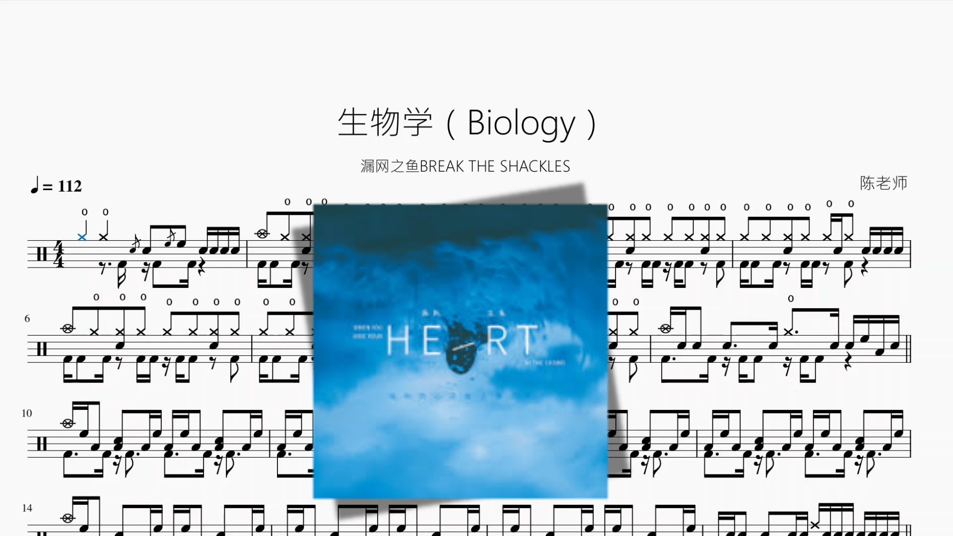 生物学（Biology）【漏网之鱼BREAK THE SHACKLES】 - 鼓譜 Drumtabs ドラム楽譜