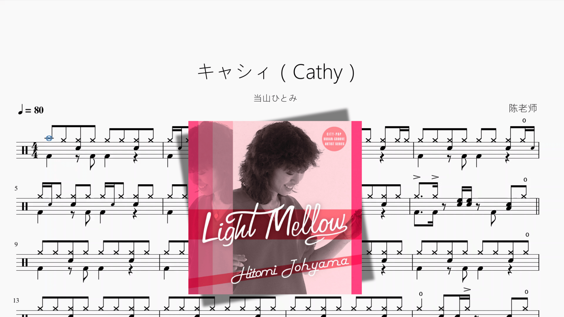 キャシィ（Cathy）【当山ひとみ】 - 鼓譜 Drumtabs ドラム楽譜