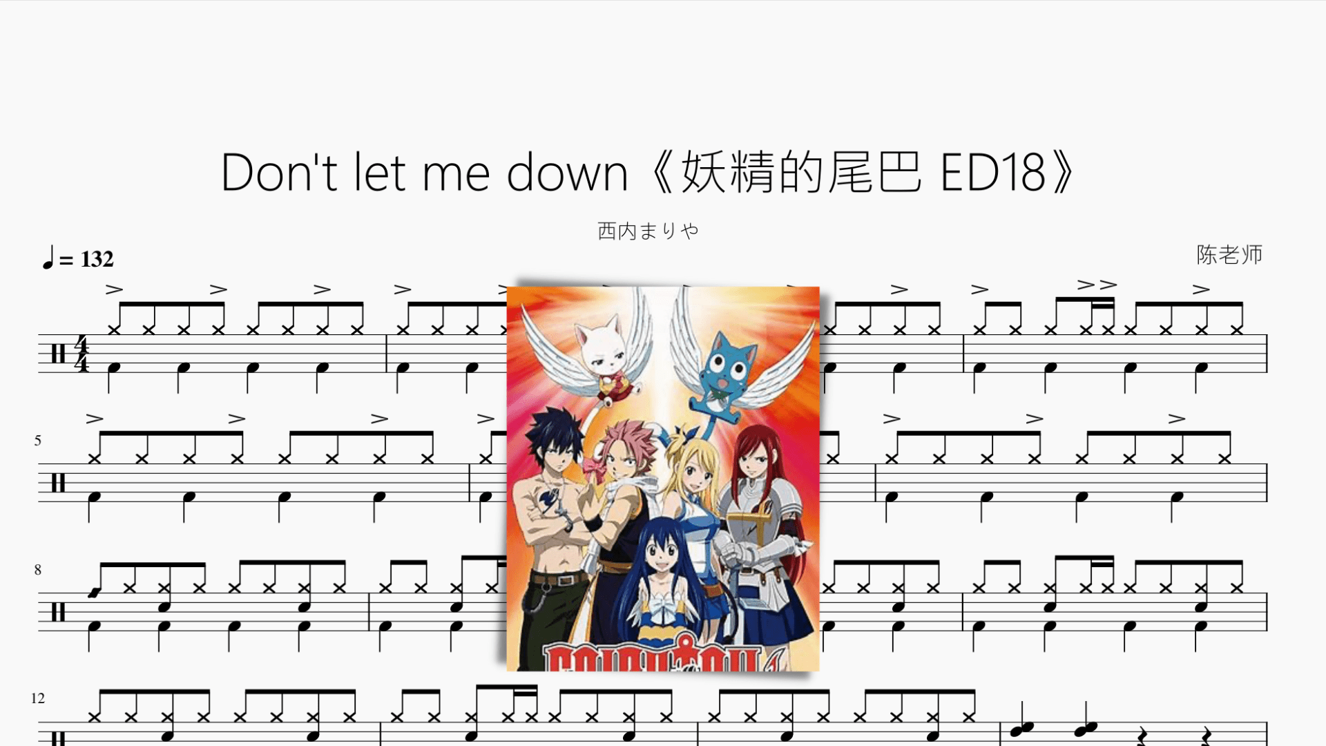Don't let me down《妖精的尾巴 ED18》 - 鼓譜 Drumtabs ドラム楽譜