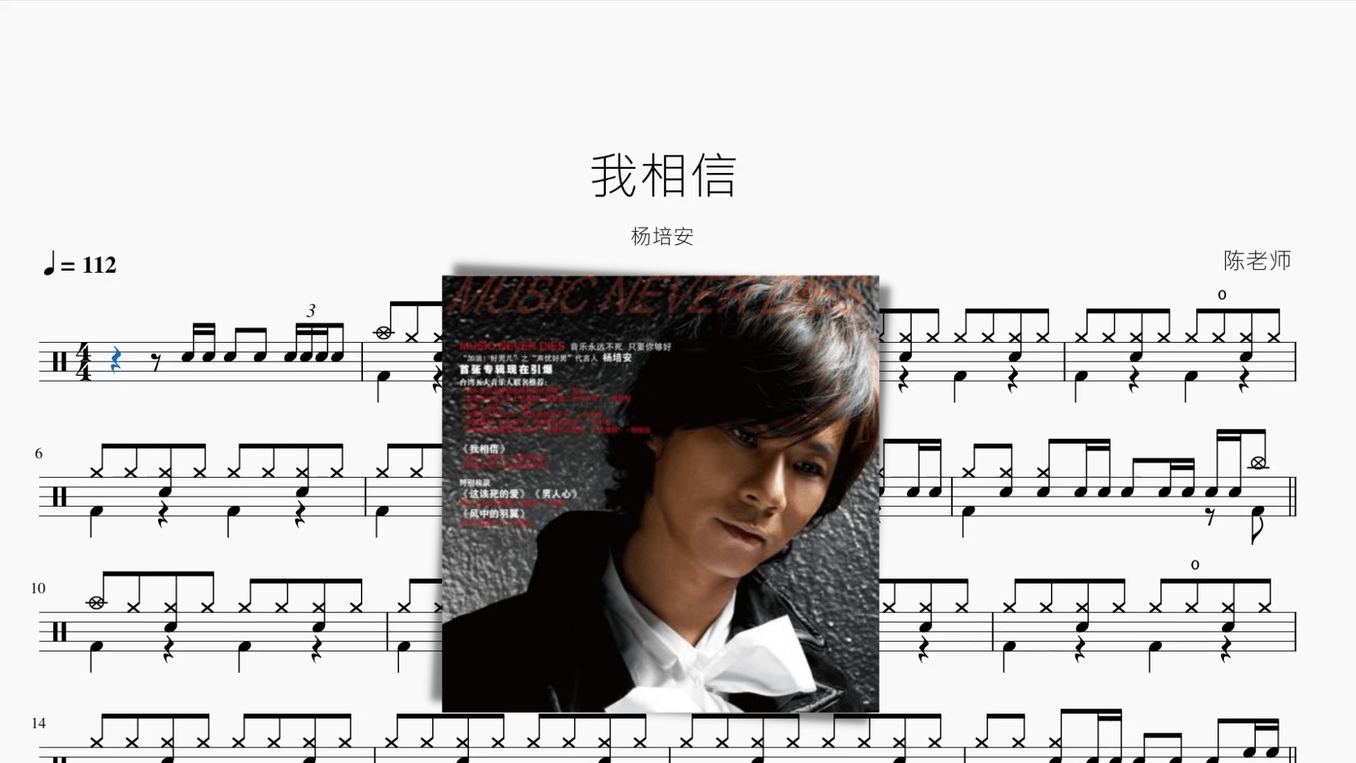 我相信【楊培安】 - 鼓譜 Drumtabs ドラム楽譜