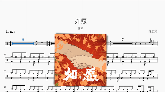 如愿【王菲】 - 鼓譜 Drumtabs ドラム楽譜