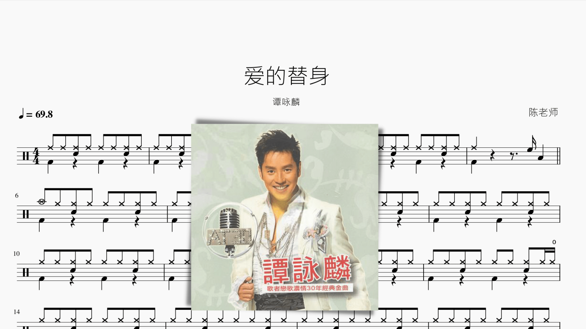 爱的替身【谭咏麟】 - 鼓譜 Drumtabs ドラム楽譜