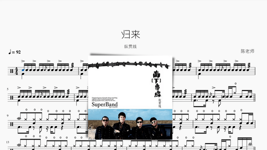归来【纵贯线】 - 鼓譜 Drumtabs ドラム楽譜