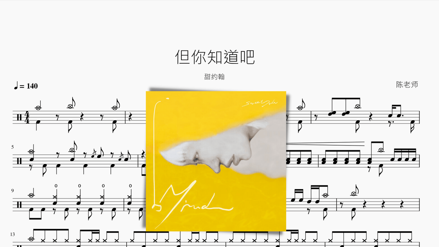 但你知道吧【甜约翰】 - 鼓譜 Drumtabs ドラム楽譜