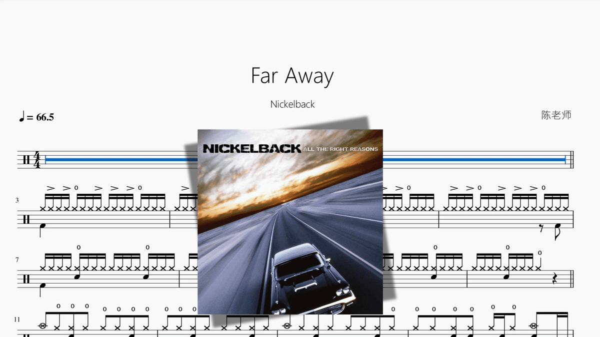 Far Away【Nickelback】 - 鼓譜 Drumtabs ドラム楽譜