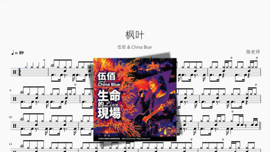 枫叶【伍佰 & China Blue】 Drum Sheet Music cover