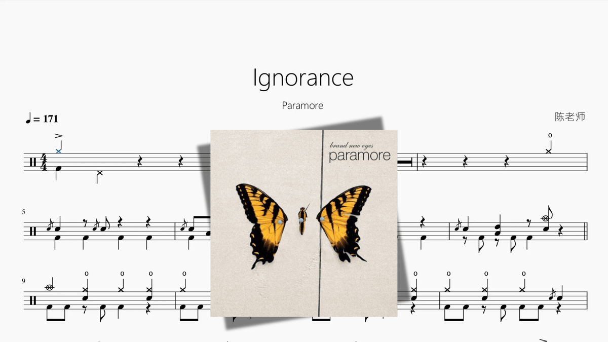 Ignorance【Paramore】 - 鼓譜 Drumtabs ドラム楽譜