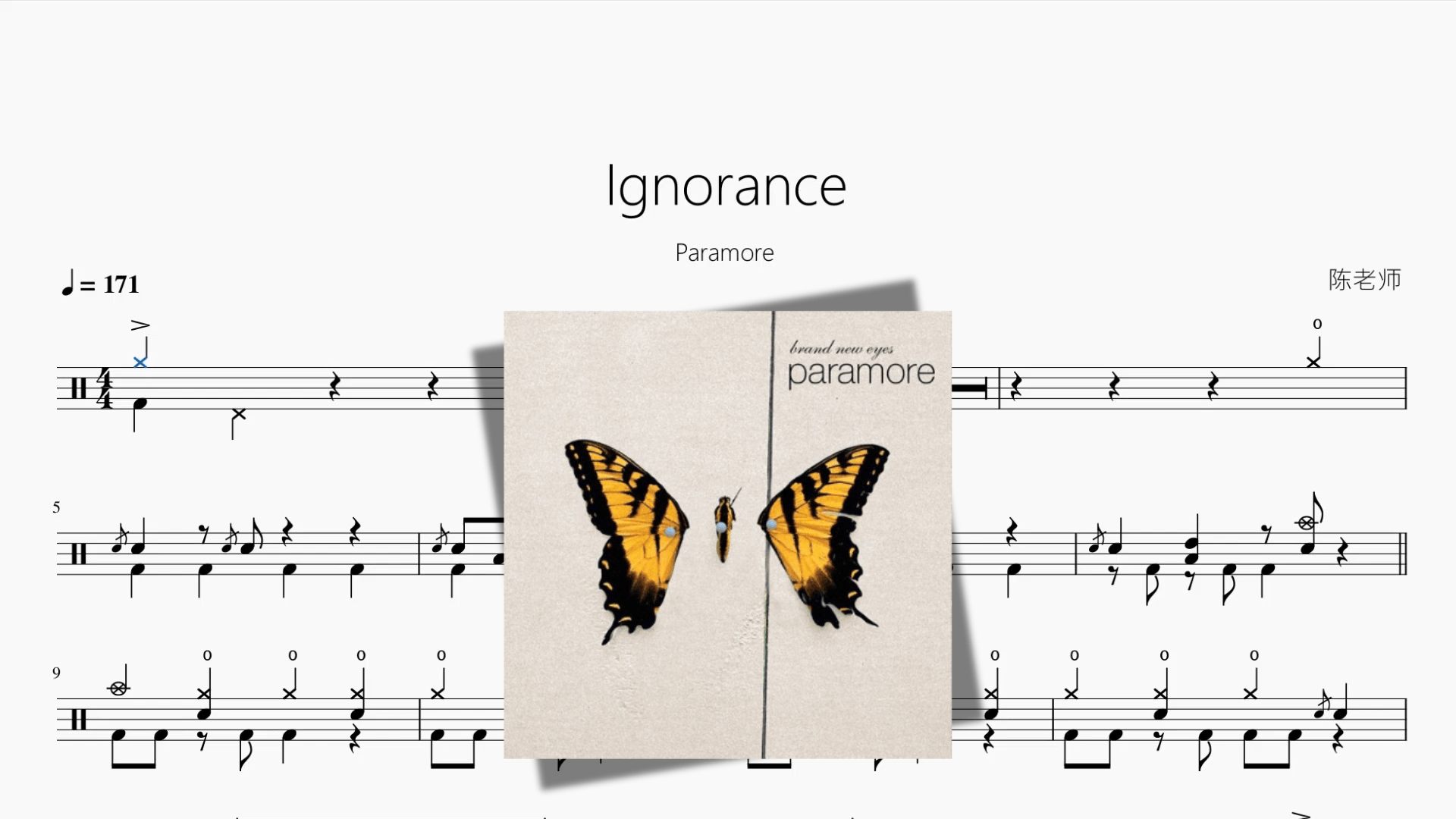 Ignorance【Paramore】 - 鼓譜 Drumtabs ドラム楽譜