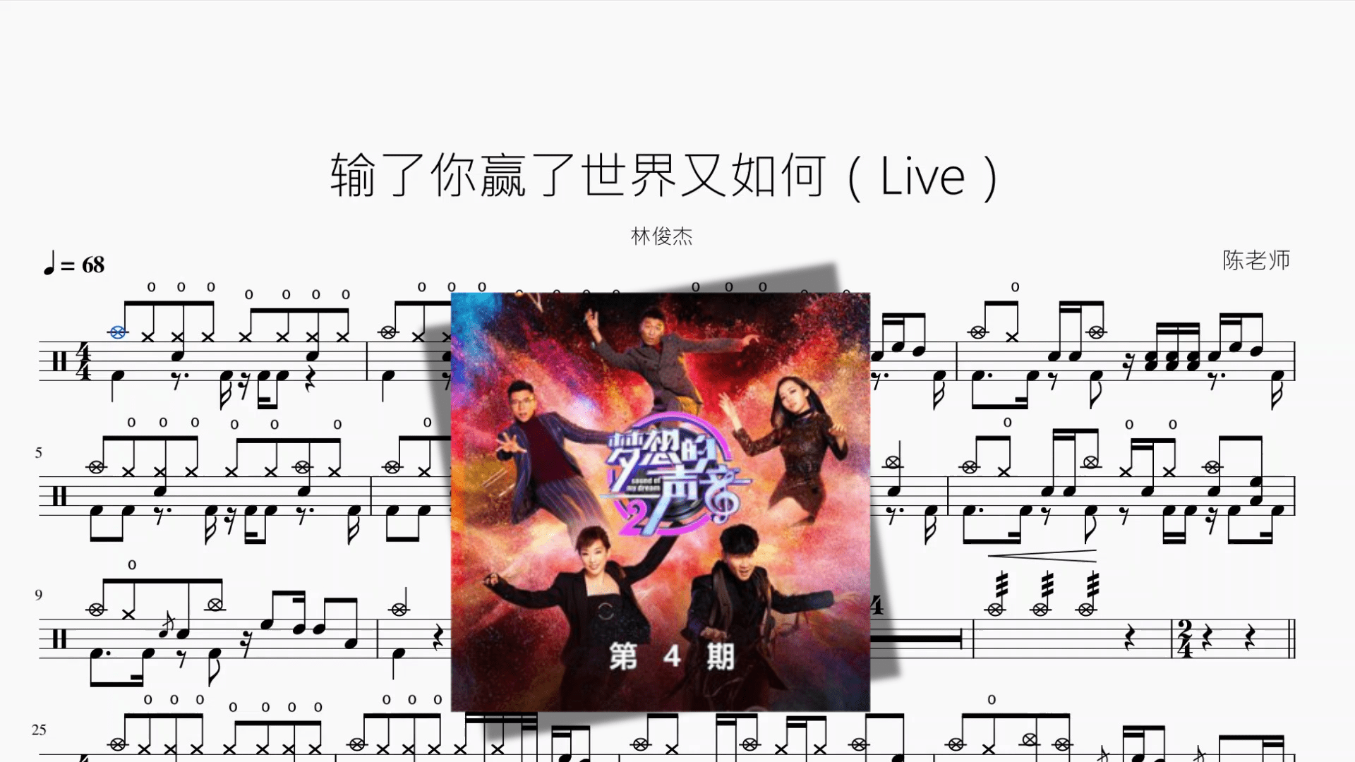 输了你赢了世界又如何（Live）【‘林俊杰】 - 鼓譜 Drumtabs ドラム楽譜