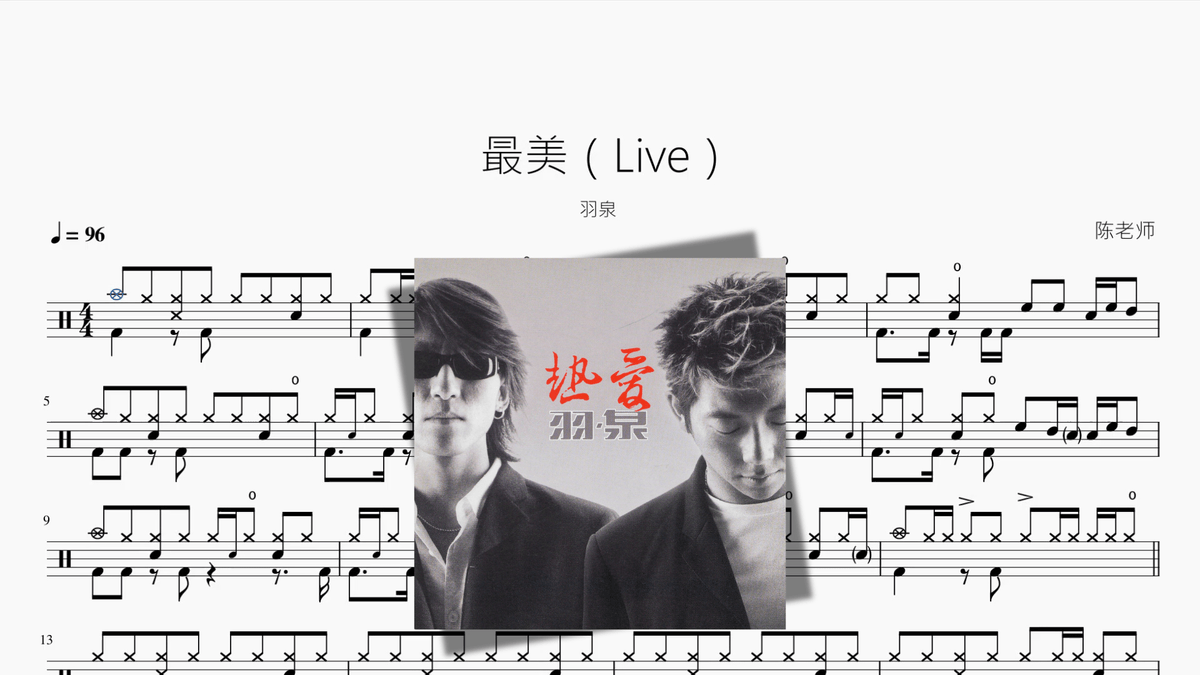 最美（Live）【羽泉】 - 鼓譜 Drumtabs ドラム楽譜