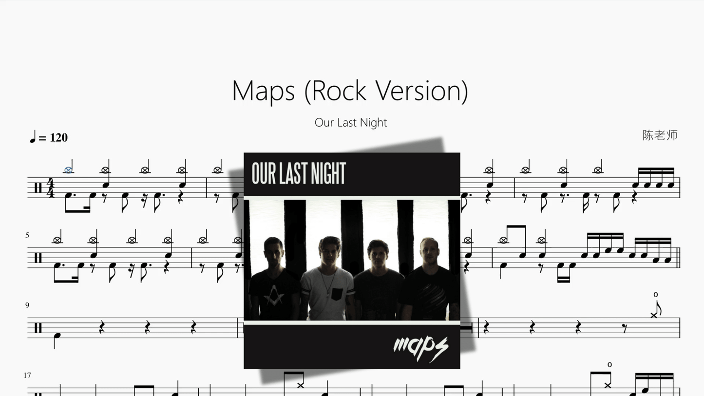 Maps Rock Version【Our Last Night】 - 鼓譜 Drumtabs ドラム楽譜