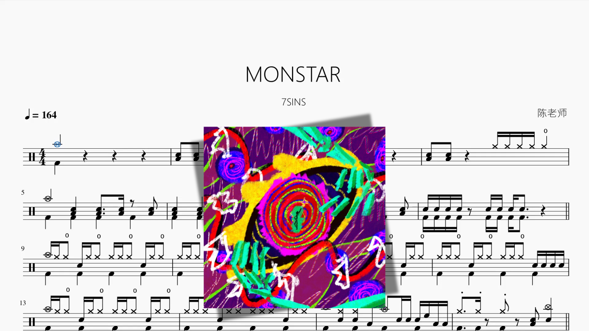 MONSTAR【7SINS】 drum sheet music cover