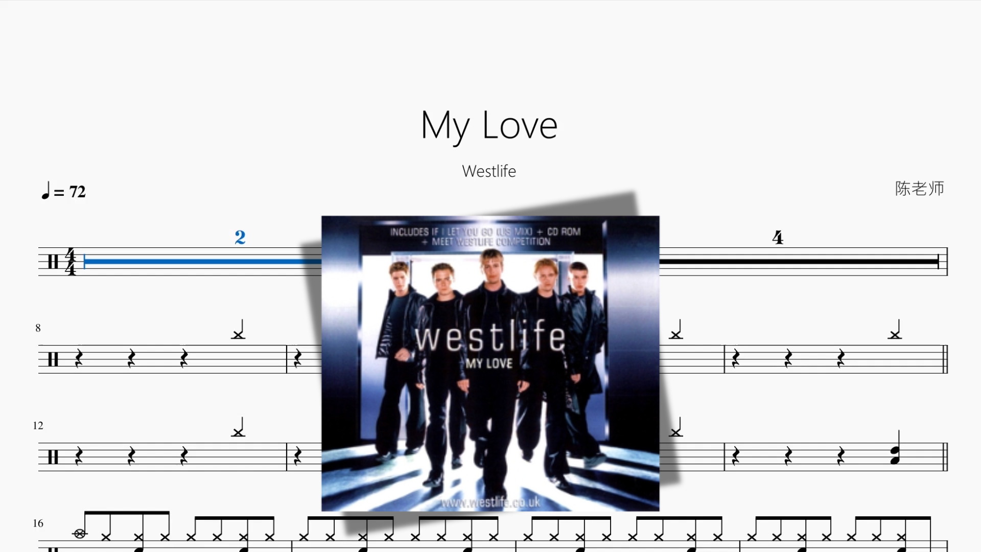My Love by Westlife drum sheet music cover