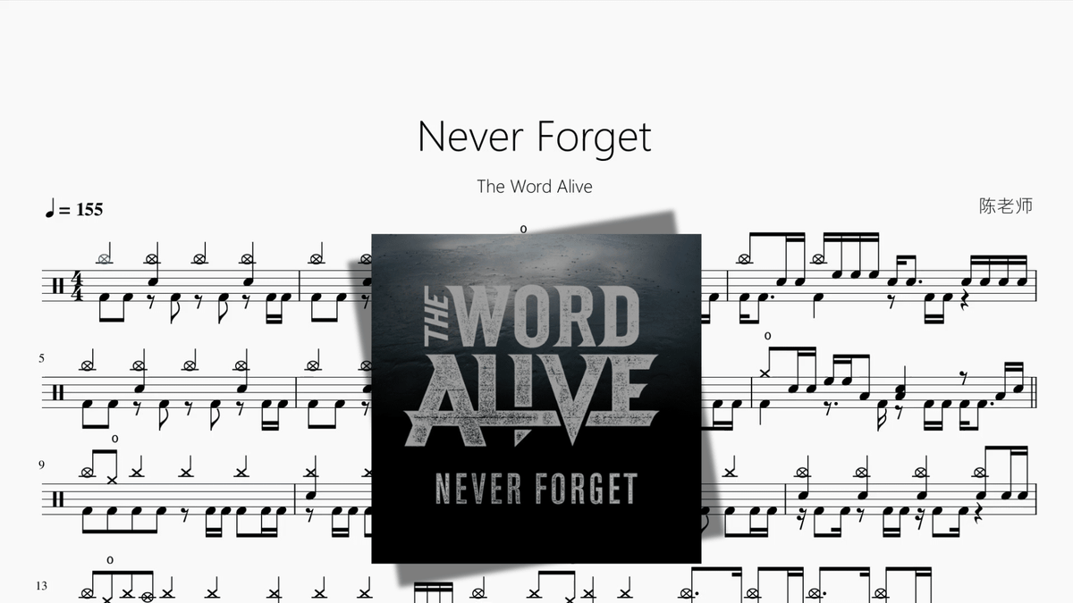 Never Forget【The Word Alive】 - 鼓譜 Drumtabs ドラム楽譜