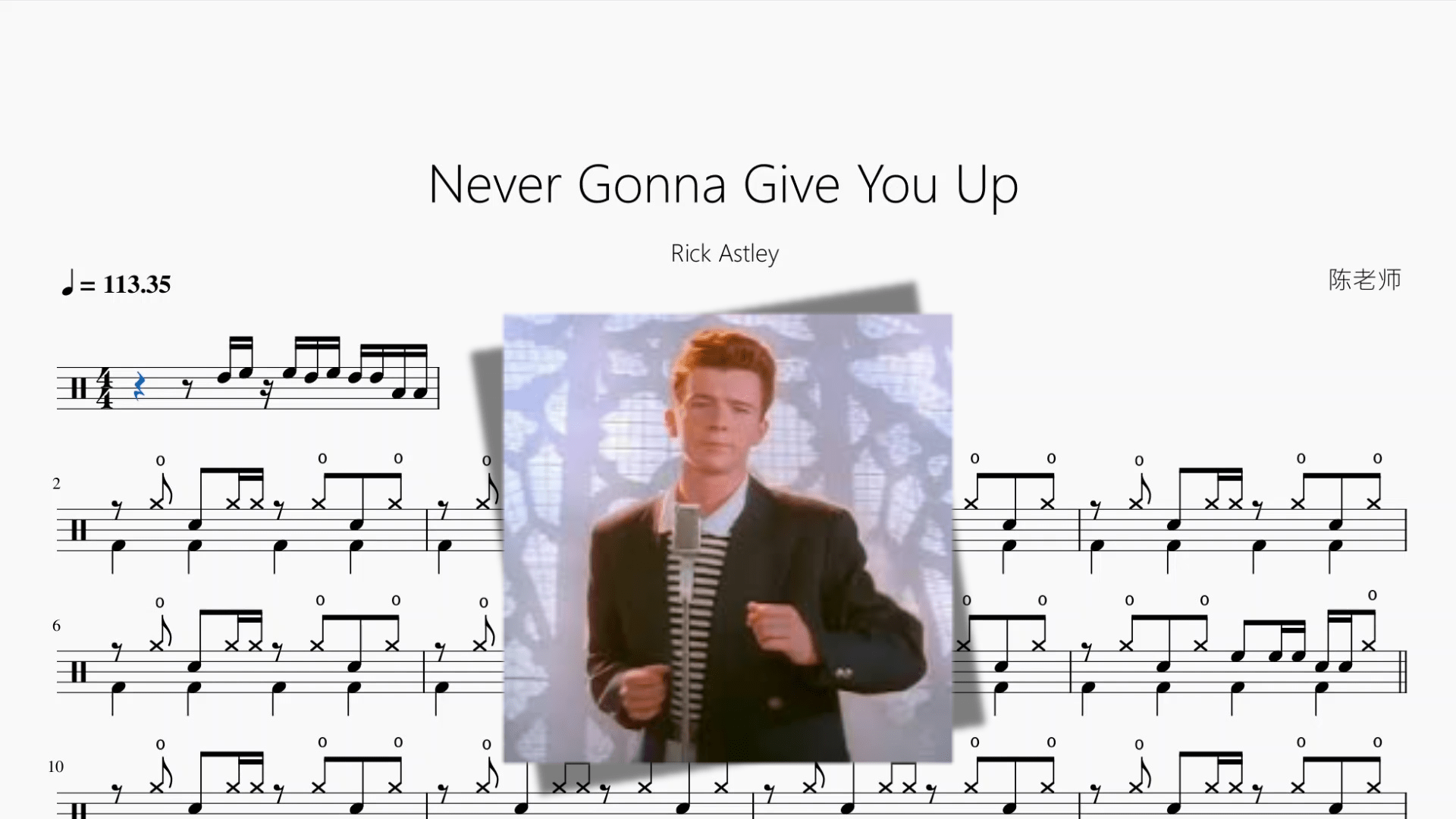 Never Gonna Give You Up【Rick Astley】 - 鼓譜 Drumtabs ドラム楽譜