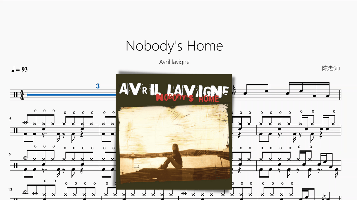 Nobody's Home【Avril lavigne 艾薇儿】 - 鼓譜 Drumtabs ドラム楽譜