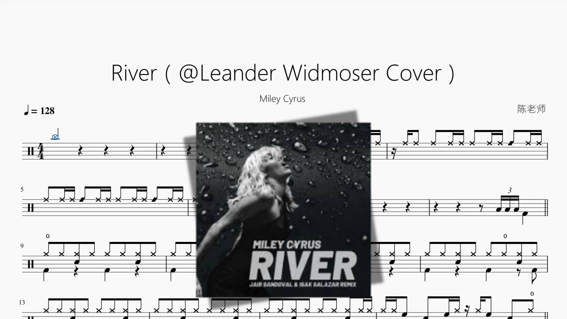 River（@Leander Widmoser Cover）【Miley Cyrus】 Drum Sheet Music cover