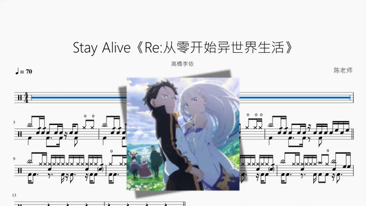 Stay Alive by Rie Takahashi drum sheet music cover