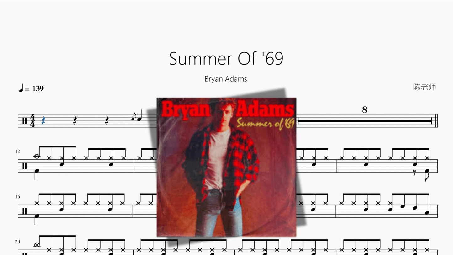 Summer Of '69【Bryan Adams】 - 鼓譜 Drumtabs ドラム楽譜