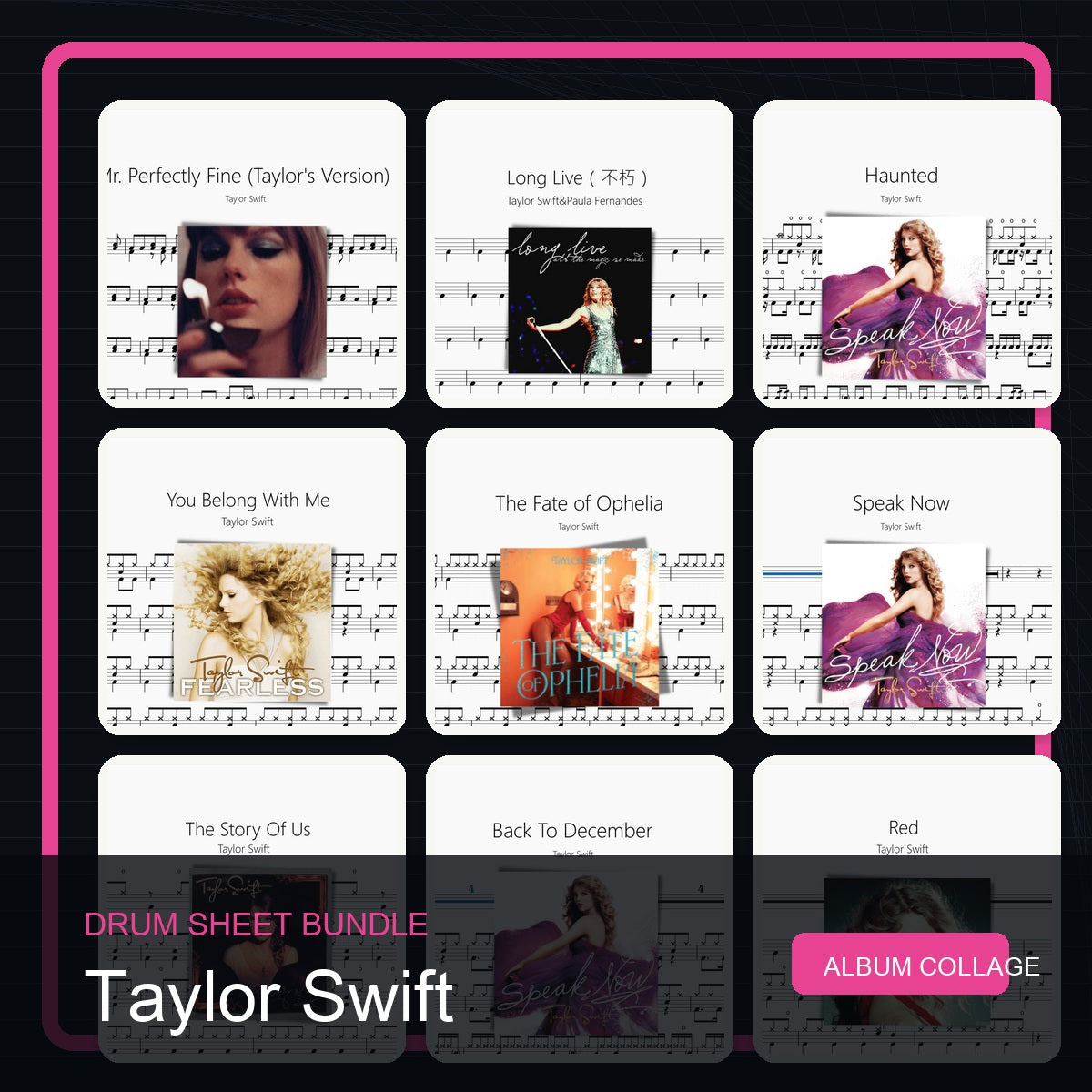 Taylor Swift 鼓譜打包合集 統一拼圖封面