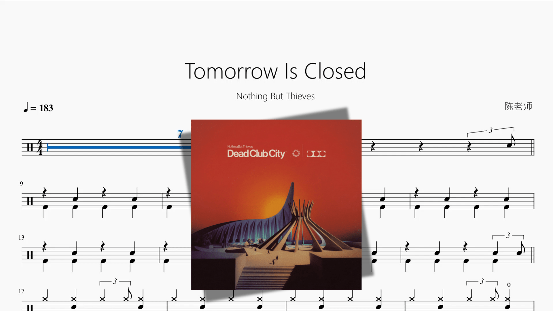 Tomorrow Is Closed【Nothing But Thieves】 - 鼓譜 Drumtabs ドラム楽譜