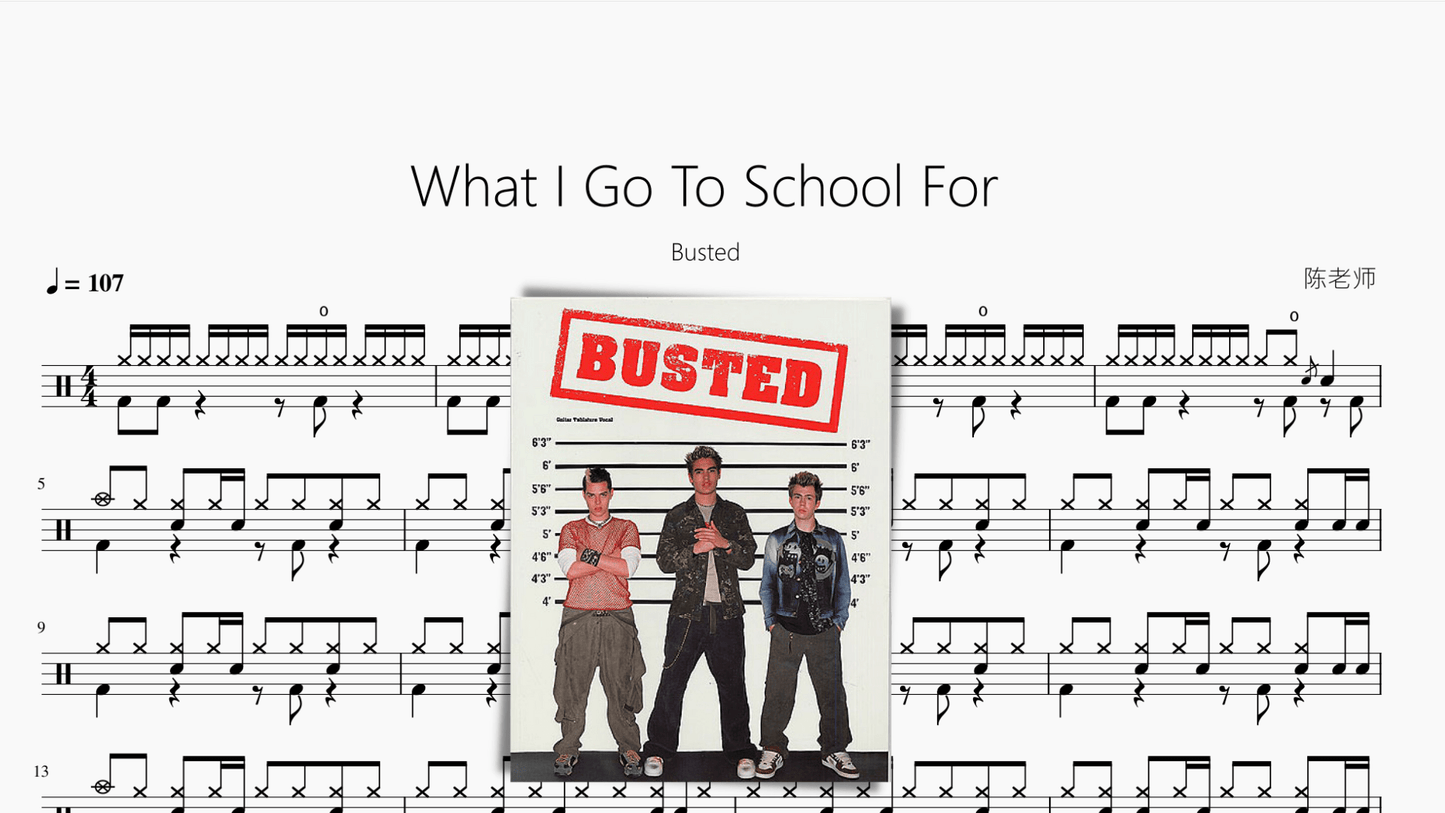 What I Go To School For【Busted】 - 鼓譜 Drumtabs ドラム楽譜