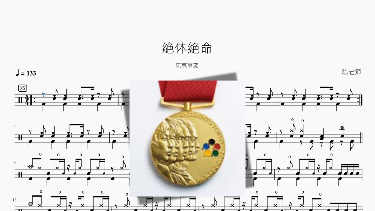 絶体絶命【東京事変】 Drum Sheet Music PDF cover